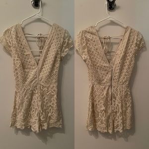 Charlotte Russe Cream Lace Romper